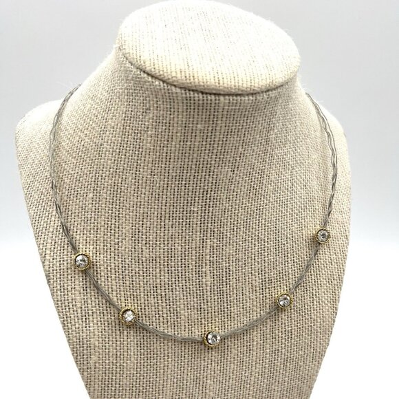 Seasonal Whispers Wire & Crystal Necklace & Bracelet Set Minimalist Bead Jewelry - Picture 3 of 10